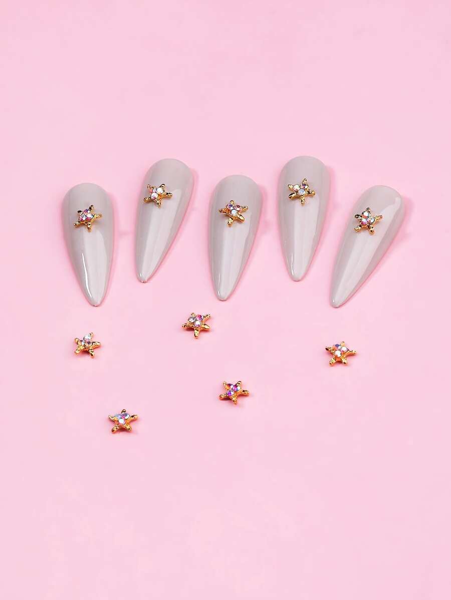 10pcs 3D Star Design Nail Art Decoration - Gold - View 1