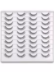 20pairs Natural False Eyelashes - Black - View 1