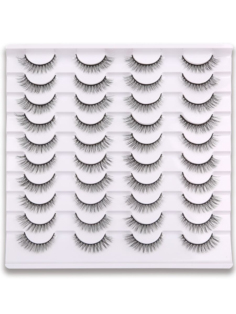20pairs Natural False Eyelashes - Black - View 1