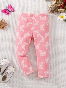 Baby Butterfly Print Leggings - Baby Pink - View 1