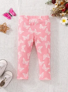 Baby Butterfly Print Leggings - Baby Pink - View 2