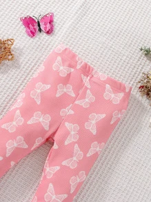 Baby Butterfly Print Leggings - Baby Pink - View 6