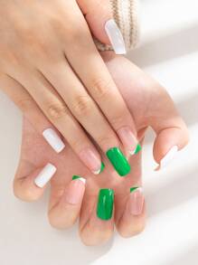 24 片短方形法式假指甲 + 1 片胶带 + 1 个指甲锉 按压式指甲 美甲用品 指甲 - 彩色 - 查看 1