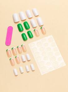 24 片短方形法式假指甲 + 1 片胶带 + 1 个指甲锉 按压式指甲 美甲用品 指甲 - 彩色 - 查看 2