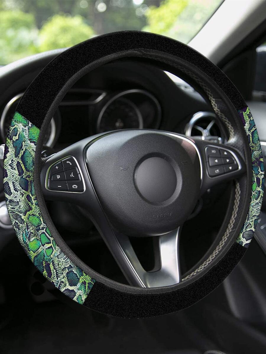 Cubierta del volante del coche con estampado de piel de serpiente - Multicolor - Ver 1