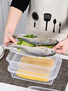 1pc Plastic Clear Food Storage Box - Clear - View 5