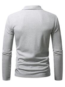 Manfinity Homme 男士翻蓋細節POLO衫 - 淺灰色 - 查看 2