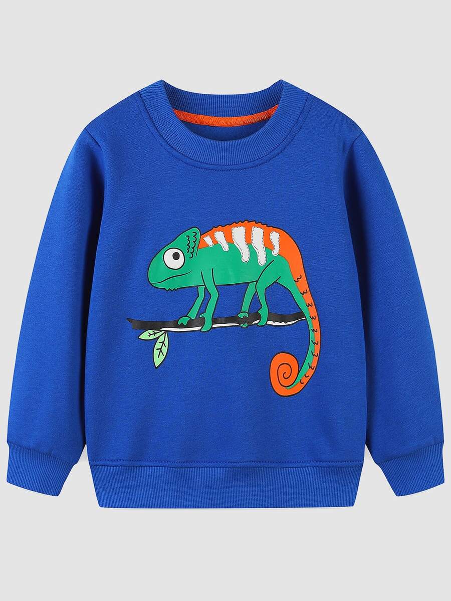 Toddler Boys' Casual Color Changing Dragon Pattern Lightweight Fleece Sweatshirt For Spring And Autumn - Blue - View 1