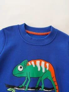 Toddler Boys' Casual Color Changing Dragon Pattern Lightweight Fleece Sweatshirt For Spring And Autumn - Blue - View 5