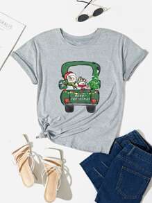 Áo thun nữ Giáng sinh Giải trí - Xám - Xem 1