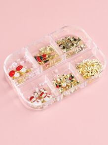 FULL BEAUTY 1box Christmas Snowflake & Tree Design Nail Art Decoration - Gold - View 8