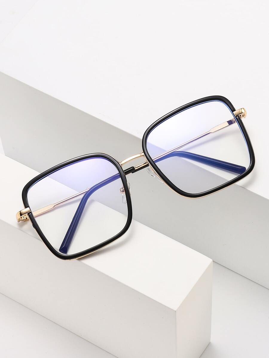 Square Frame Women's Fashionable Design Glasses - Black - View 1