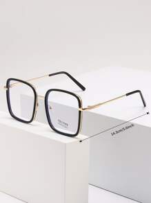 Square Frame Women's Fashionable Design Glasses - Black - View 5