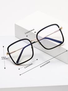 Square Frame Women's Fashionable Design Glasses - Black - View 6