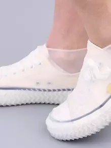 Vintage Rubber Boots Reusable Latex Waterproof Rain Shoes Cover Non-Slip Silicone Overshoes Boot Covers Unisex Shoes Accessories For School,Office,Household,Travel Insulation,Galentines,Puppy,Carnival,Party Decorations - White - View 1