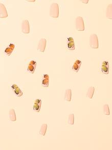 24pcs Short Oval Butterfly Print Fake Nail & 1pc Nail File & 1sheet Tape - Multicolor - View 5