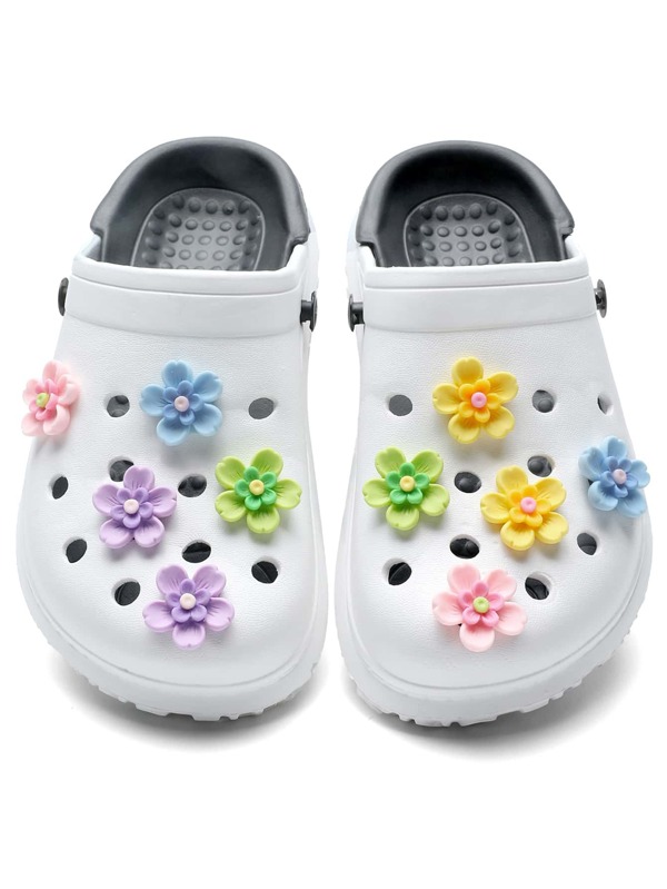 10pcs Flower Shaped Shoe Decoration, Polyresin Cute Accessories For