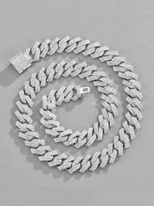 SHEIN SXY Hombres Collar de cadena con diseño de diamante de imitación