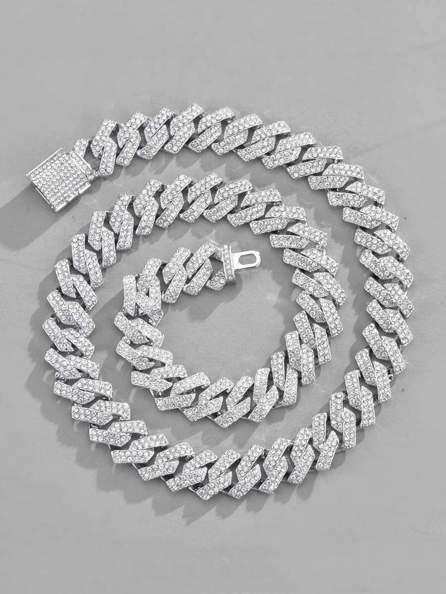 SHEIN SXY Hombres Collar de cadena con diseño de diamante de imitación