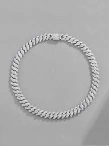 SHEIN SXY Hombres Collar de cadena con diseño de diamante de imitación