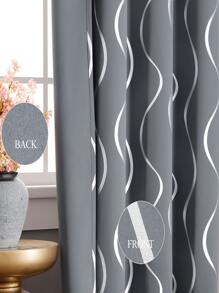 Cortina una sola pieza con estampado de dibujo - Gris - Ver 6