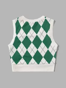 SHEIN EZwear Argyle Print Tank Top - Multicolor - View 2
