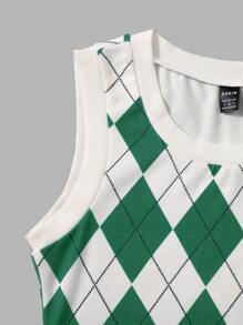 SHEIN EZwear Argyle Print Tank Top - Multicolor - View 4