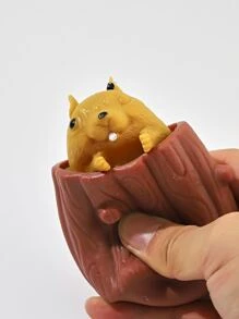 Tree Stump & Squirrel Design Fidget Toy Charm Keychain - Multicolor - View 2
