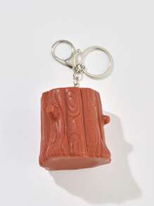 Tree Stump & Squirrel Design Fidget Toy Charm Keychain - Multicolor - View 3