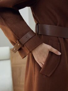 MOTF PREMIUM WOOL-MIX BELTED WRAP OVERCOAT - Rust Brown - View 3