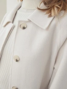 MOTF PREMIUM WOOL-MIX STRAIGHT BELTED OVERCOAT - White - View 10