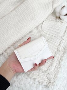 Crocodile Embossed Snap Button Coin Purse Lightweight Fashion Money For Anniversary For Birthday Gift For Gift White-Collar Workers For Male For Female Business Casual - White - View 1