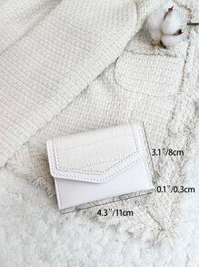 Crocodile Embossed Snap Button Coin Purse Lightweight Fashion Money For Anniversary For Birthday Gift For Gift White-Collar Workers For Male For Female Business Casual - White - View 3