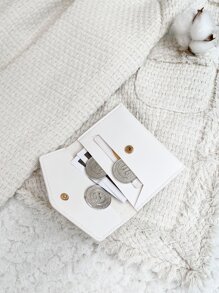 Crocodile Embossed Snap Button Coin Purse Lightweight Fashion Money For Anniversary For Birthday Gift For Gift White-Collar Workers For Male For Female Business Casual - White - View 4