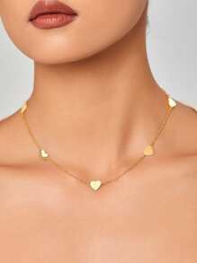 Heart Decor Necklace - Yellow Gold - View 1
