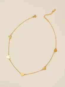 Heart Decor Necklace - Yellow Gold - View 2