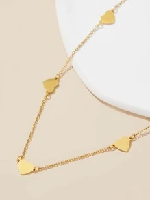 Heart Decor Necklace - Yellow Gold - View 3