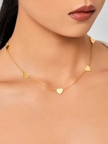 Heart Decor Necklace - Yellow Gold - View 4