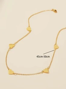 Heart Decor Necklace - Yellow Gold - View 5