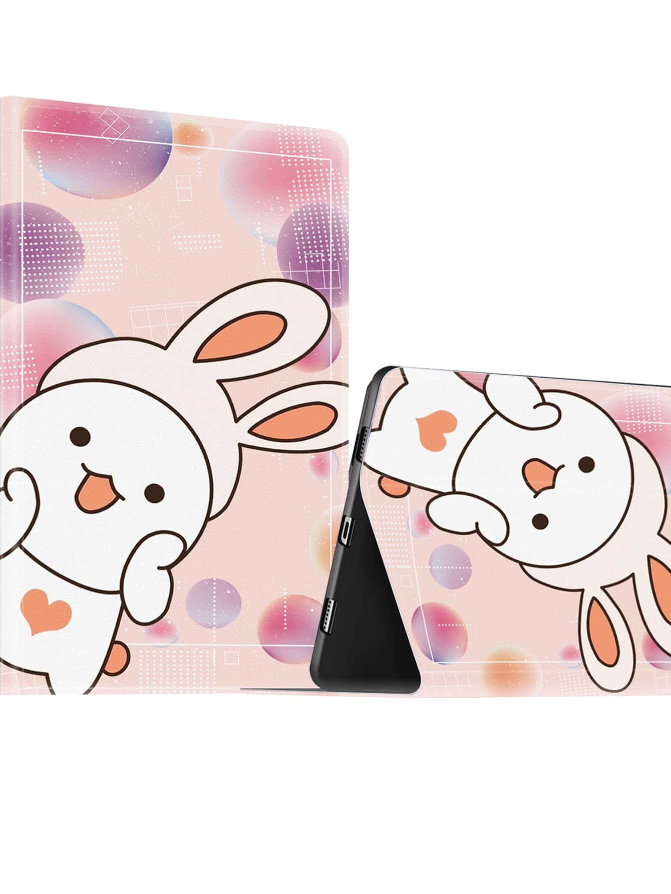 Coque compatible avec iPad à imprimé lapin dessin animé - Multicolore - Voir 1