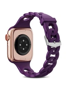 Silicone Waterproof Watchband Compatible With Apple Watch - Purple - View 1