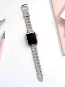 Solid Silicone Watchband Compatible With Apple Watch - Apricot - View 2