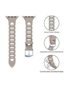 Solid Silicone Watchband Compatible With Apple Watch - Apricot - View 3