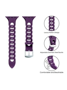 Silicone Waterproof Watchband Compatible With Apple Watch - Purple - View 4