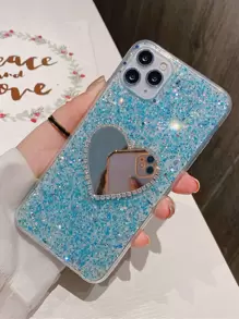 Ốp điện thoại hình trái tim lấp lánh đính đá Rhinestone tương thích với IPhone 16 15 14 13 12 11 X/XS XSMAX 7P/8 7s Samsung, Ốp bảo vệ chống sốc - Nhiều màu - Xem 2
