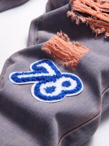 Men Ombre Letter & Cartoon Graphic Ripped Jeans With Belt - Multicolor - View 3