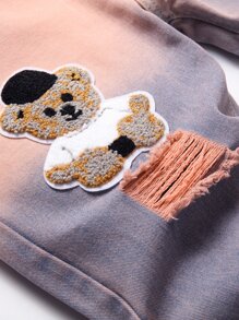 Men Ombre Letter & Cartoon Graphic Ripped Jeans With Belt - Multicolor - View 5