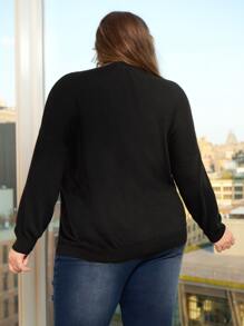 SHEIN CURVE+ Plus Christmas Pattern Jumper - Black - View 2