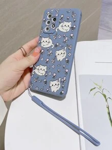Funda de teléfono con estampado de gato de dibujos animados y cordón, versión internacional, no la versión nacional - Multicolor - Ver 4