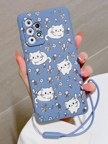 Funda de teléfono con estampado de gato de dibujos animados y cordón, versión internacional, no la versión nacional - Multicolor - Ver 5